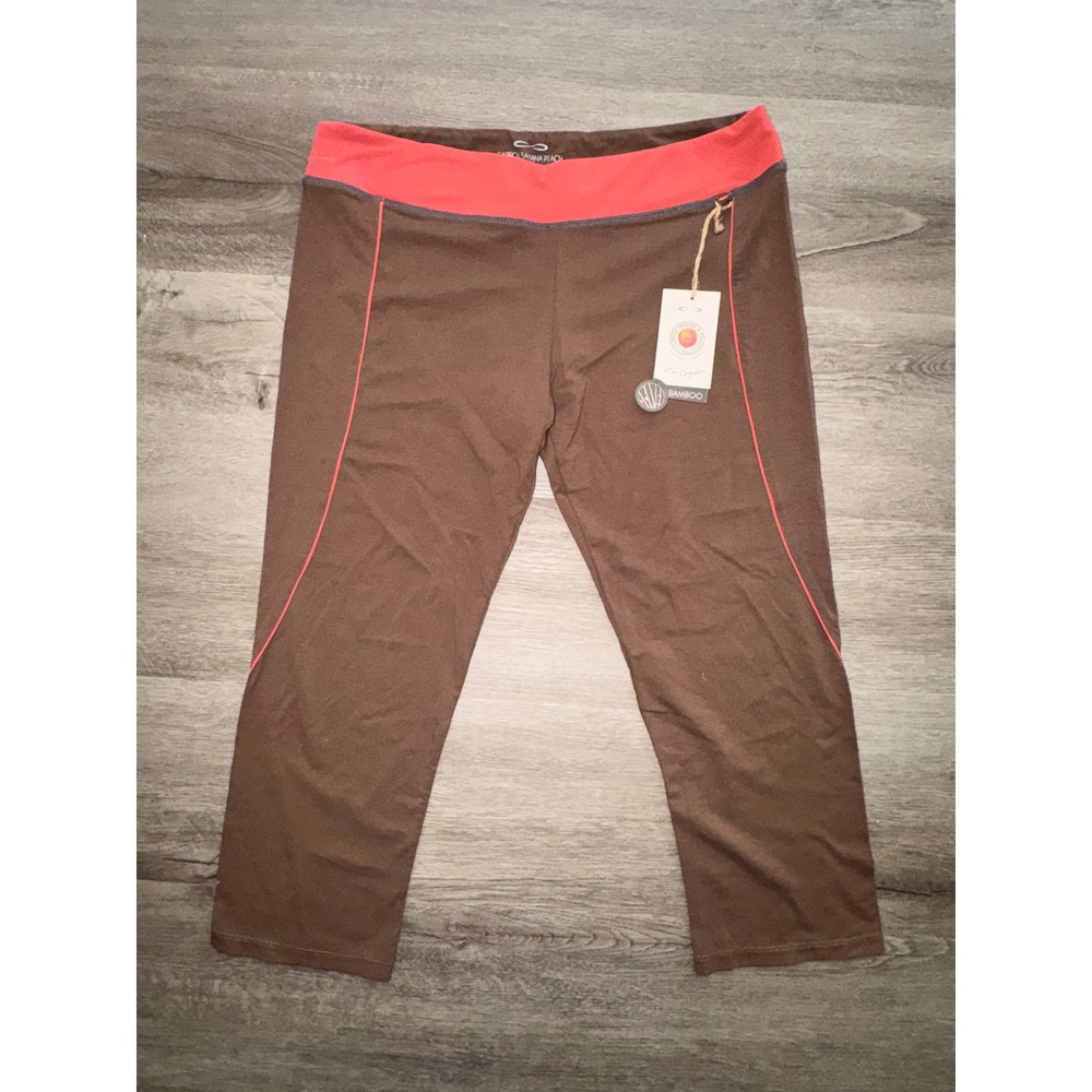 NWT Carrot Banana & Peach Bamboo Brown Pink Yoga Pants, XL